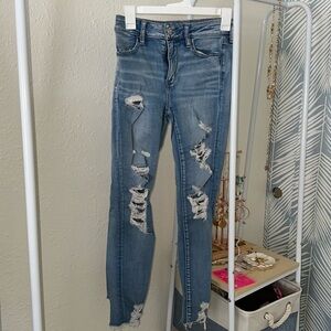 High rise medium wash jeans